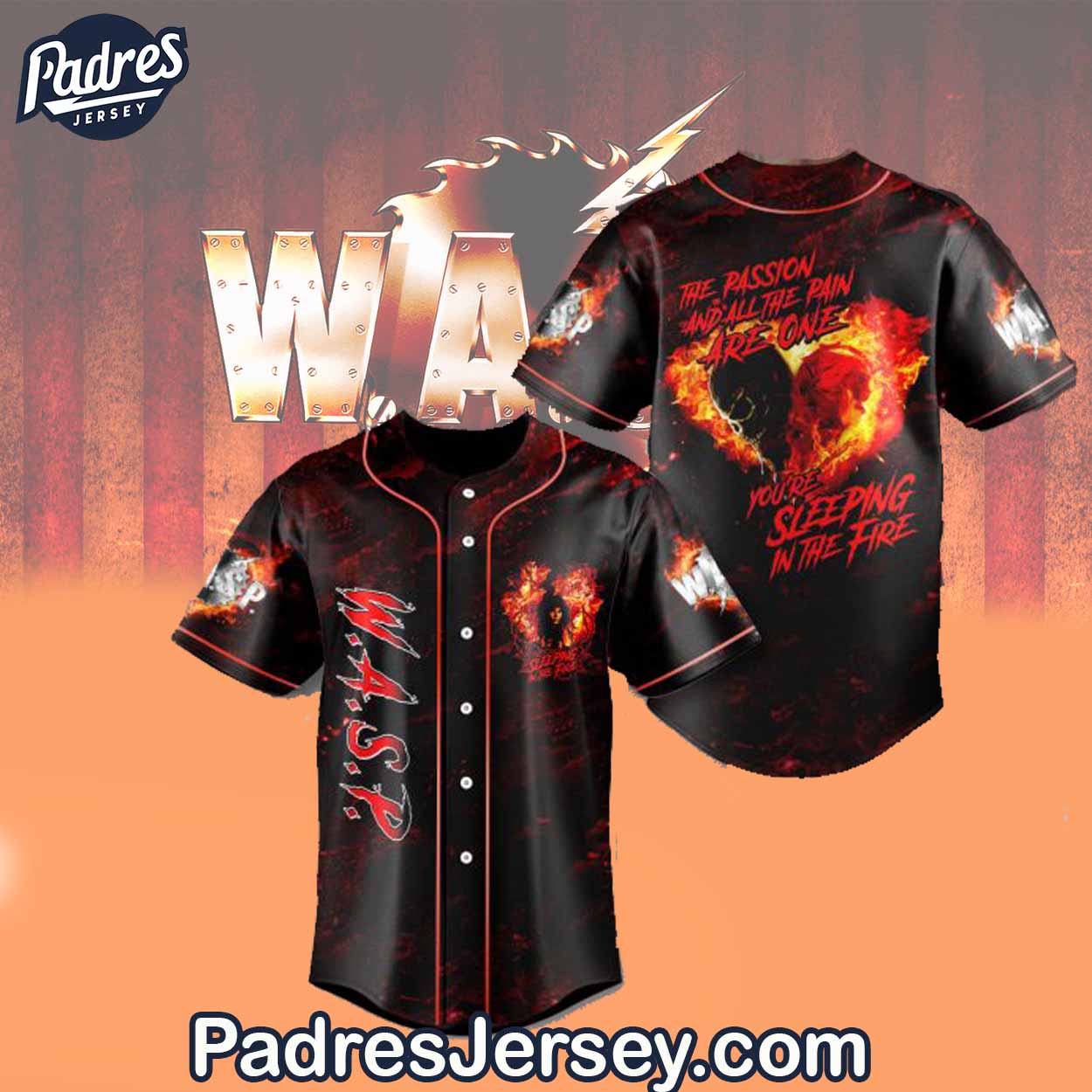 W.A.S.P Sleeping In The Fire Baseball Jersey Outfit - Padres Jersey Oasis: Elevate Your Baseball Style Game