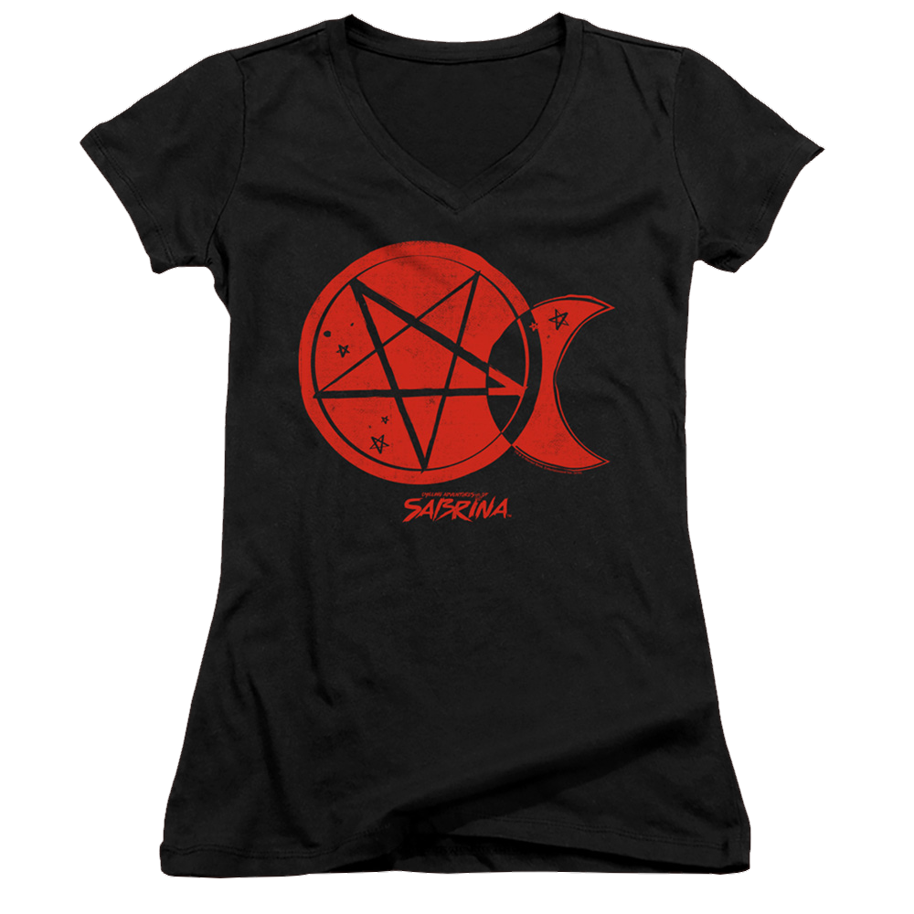 Chilling Adventures Of Sabrina Dark Moon - Juniors V-Neck T-Shirt