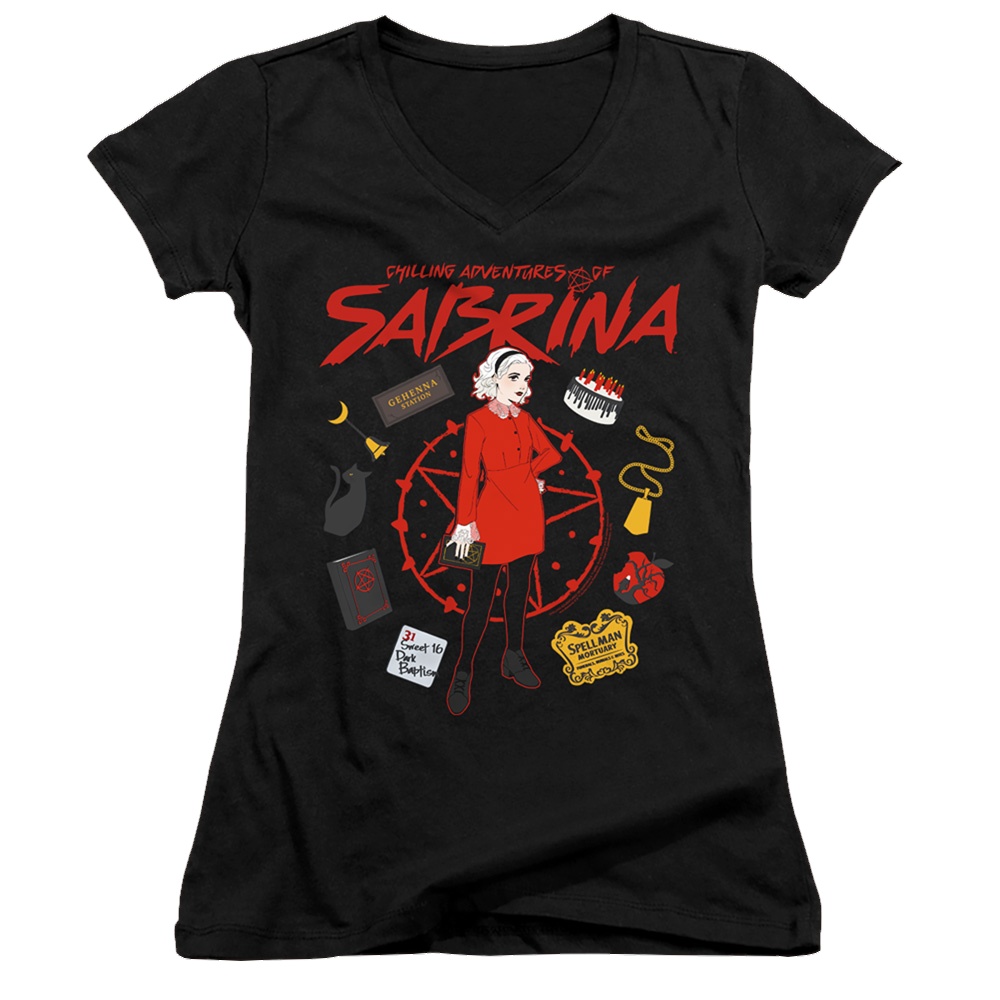 Chilling Adventures Of Sabrina Circle - Juniors V-Neck T-Shirt