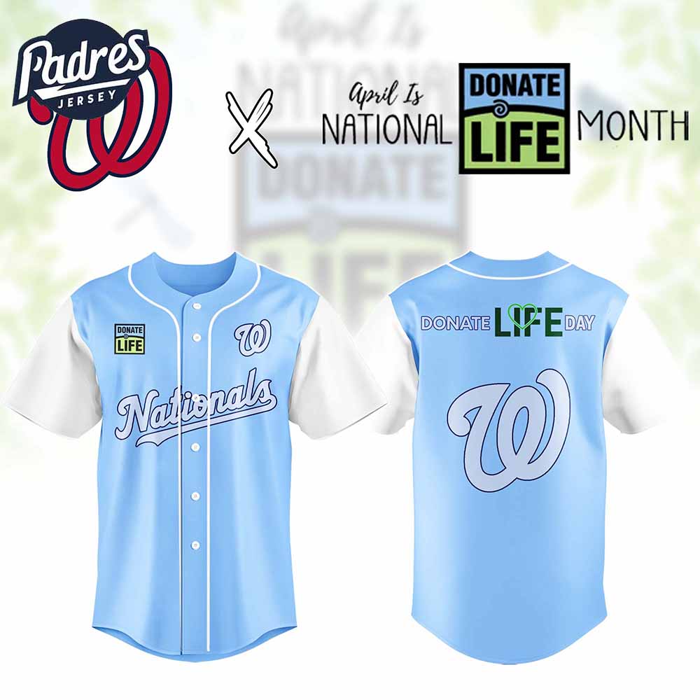 Washington Nationals MLB x Donate Life Month Personalized Baseball Jersey Outfit - Padres Jersey Oasis: Elevate Your Baseball Style Game