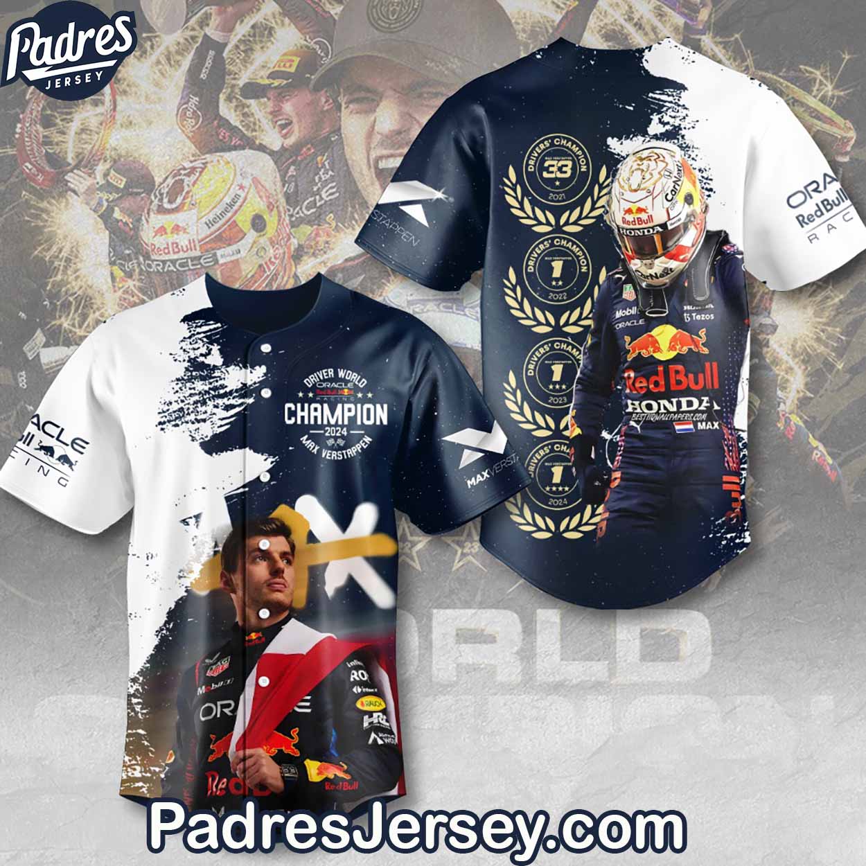 World Champion Max Verstappen Baseball Jersey Outfit - Padres Jersey Oasis: Elevate Your Baseball Style Game