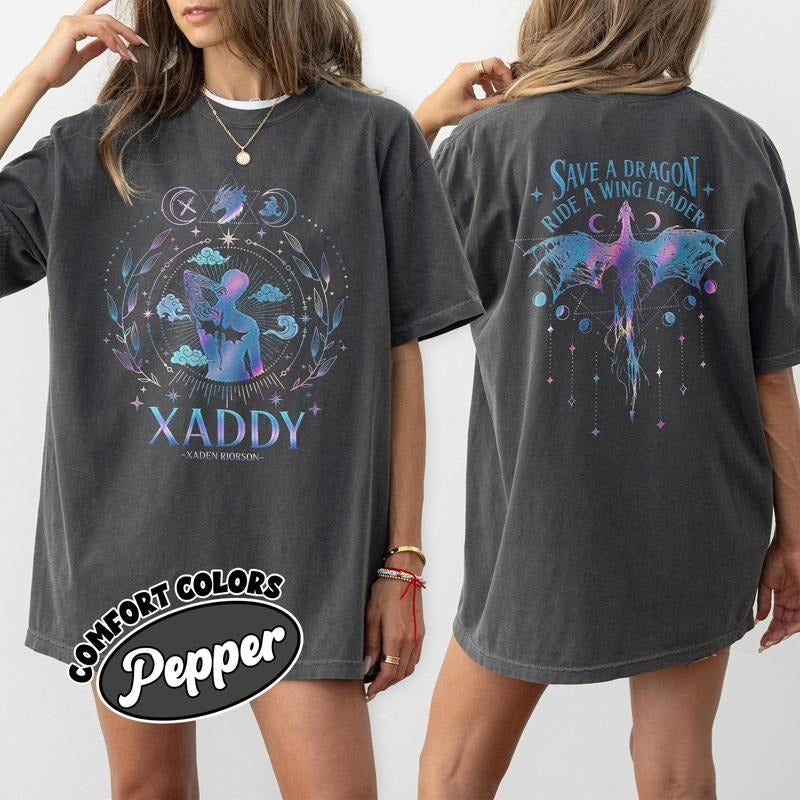 Xaden Riorson Shirt, Trendy Xaddy Shirt, Xaden Fourth Wing Fan Shirt, Dragon Rider 2 Sided T-Shirt