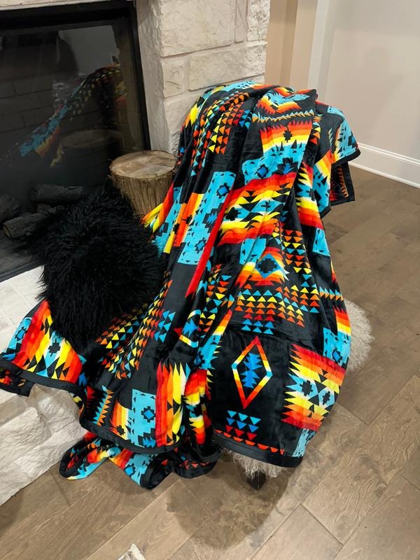 Z Black & Colorful Oversized Blanket 82"x90"