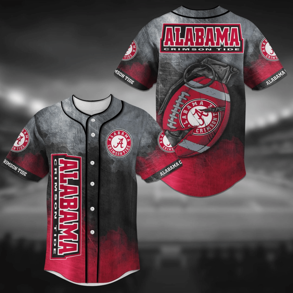Alabama Crimson Tide NCAA Baseball Jersey Shirt in Grenade Design - Aopprinter