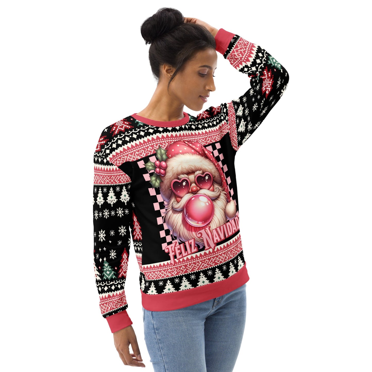 Santa Claus with Bubble Gum Feliz Navidad Sweatshirt