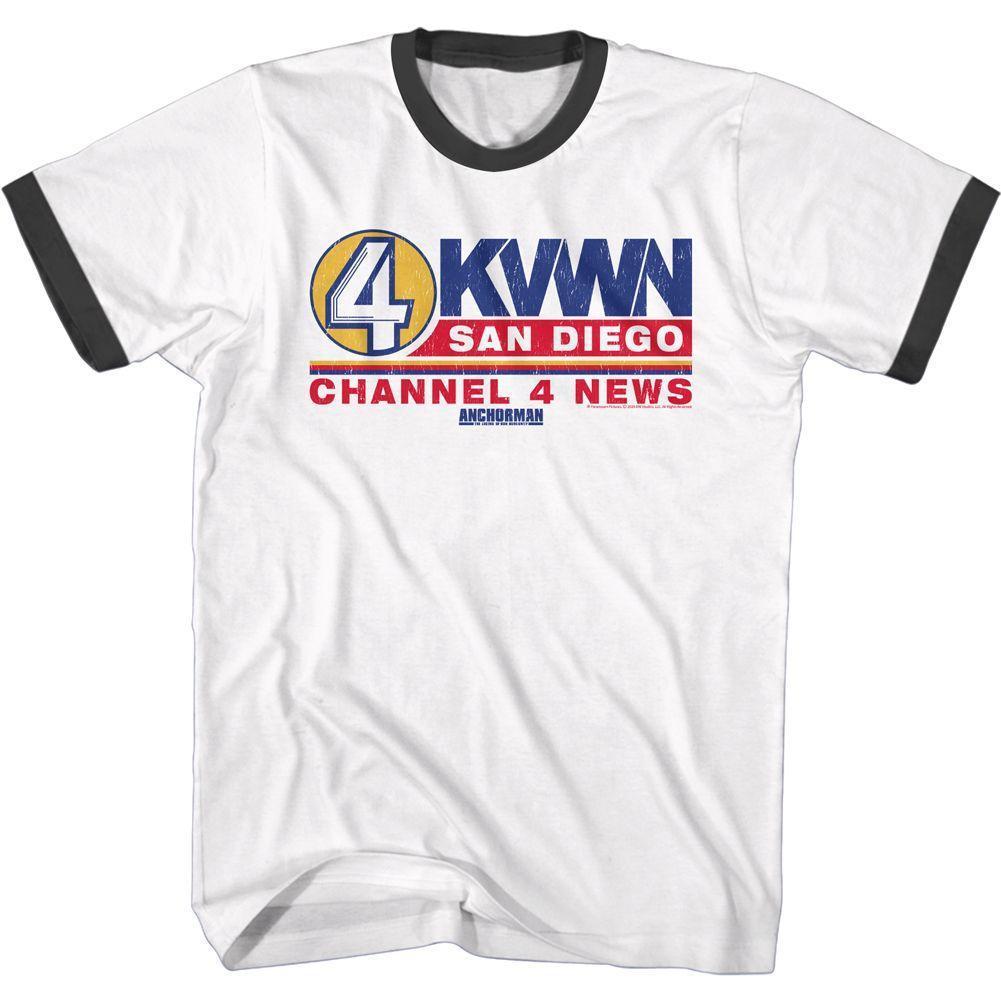 Anchorman - Ch 4 News Logo Short Sleeve Ringer Boyfriend Tee