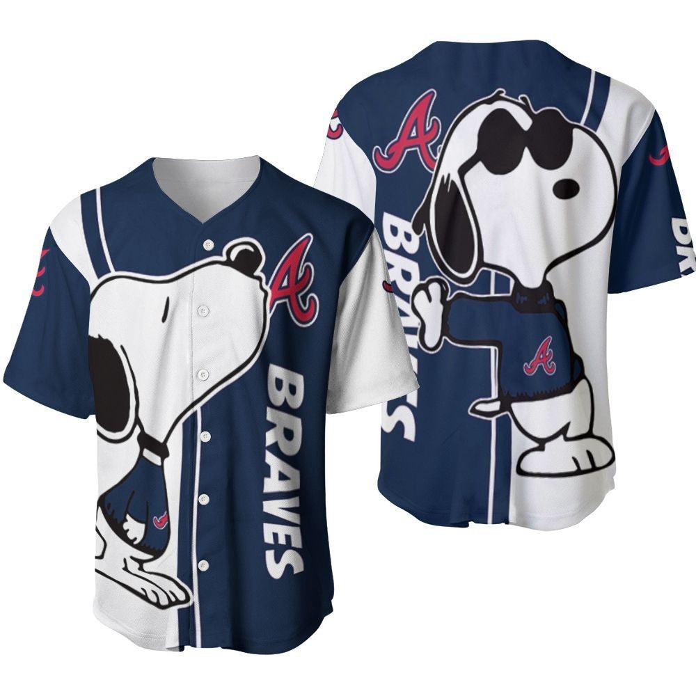 Atlanta Braves Snoopy Lover Printed Baseball Jersey - Gift for Men Women- Gift for Women Men - Bafud