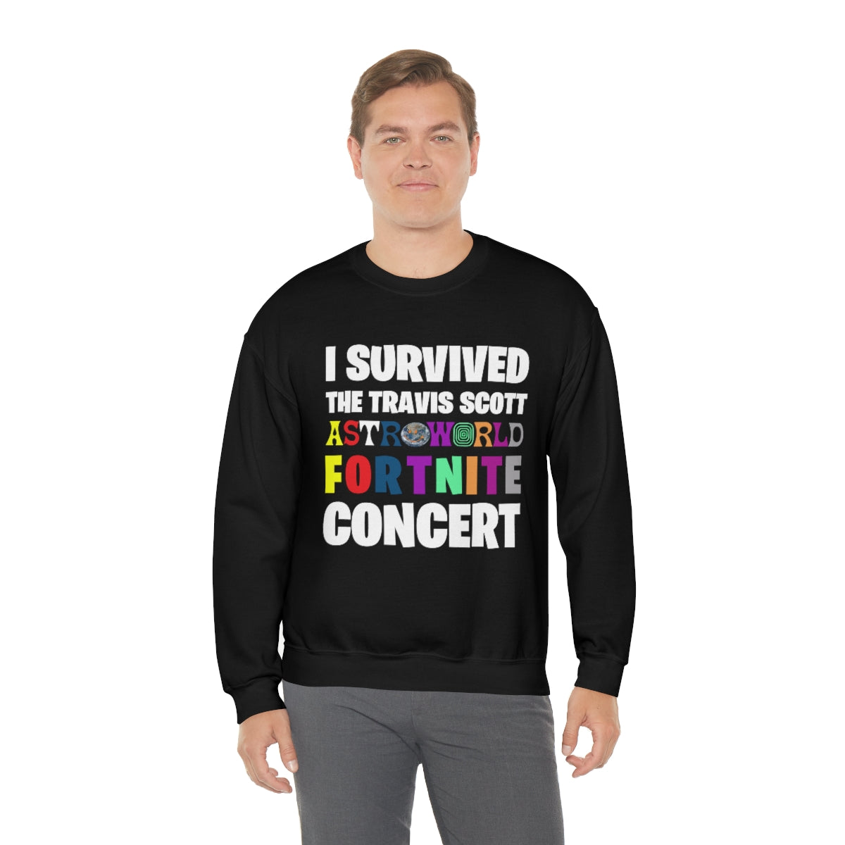 I SURVIVED THE TRAVIS SCOTT FORTNITE CONCERT - Unisex Heavy Blendâ„¢ Crewneck Sweatshirt