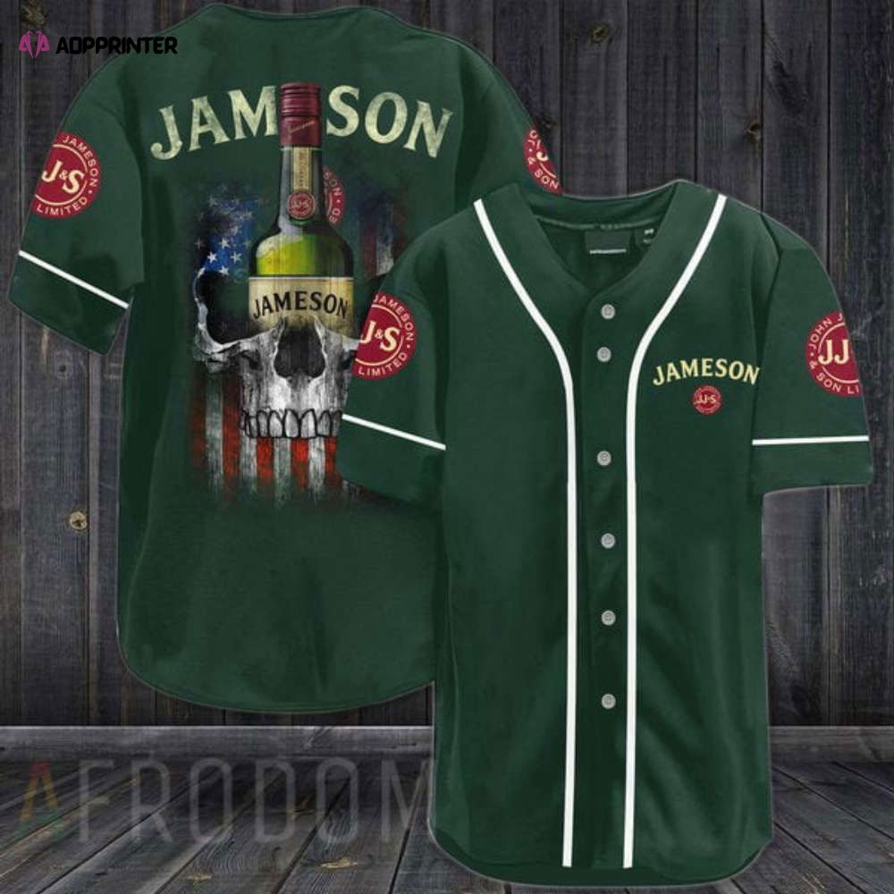 Bold and Patriotic: US Flag Black Skull Jameson Baseball Jersey - Shop Now! - Aopprinter