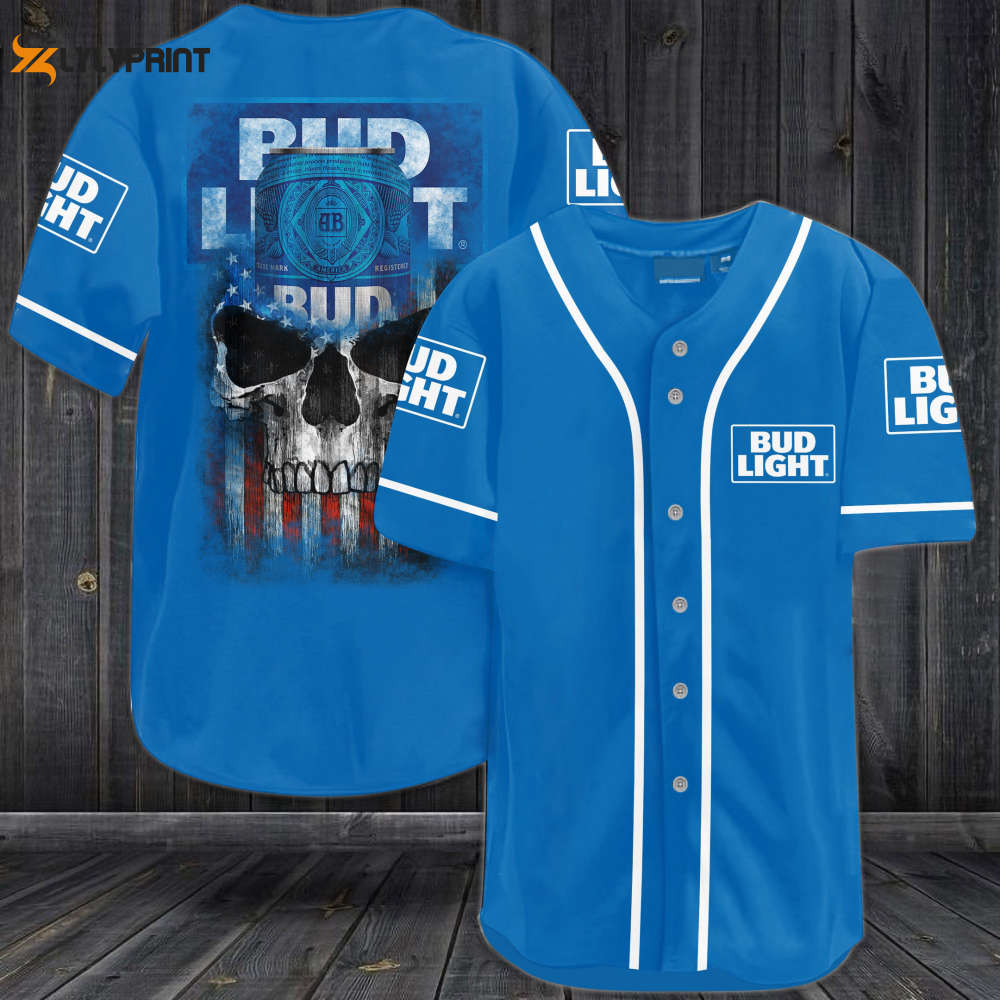Bus Light Skull USA Flag All Over Print Unisex Baseball Jersey - lylyprint.com