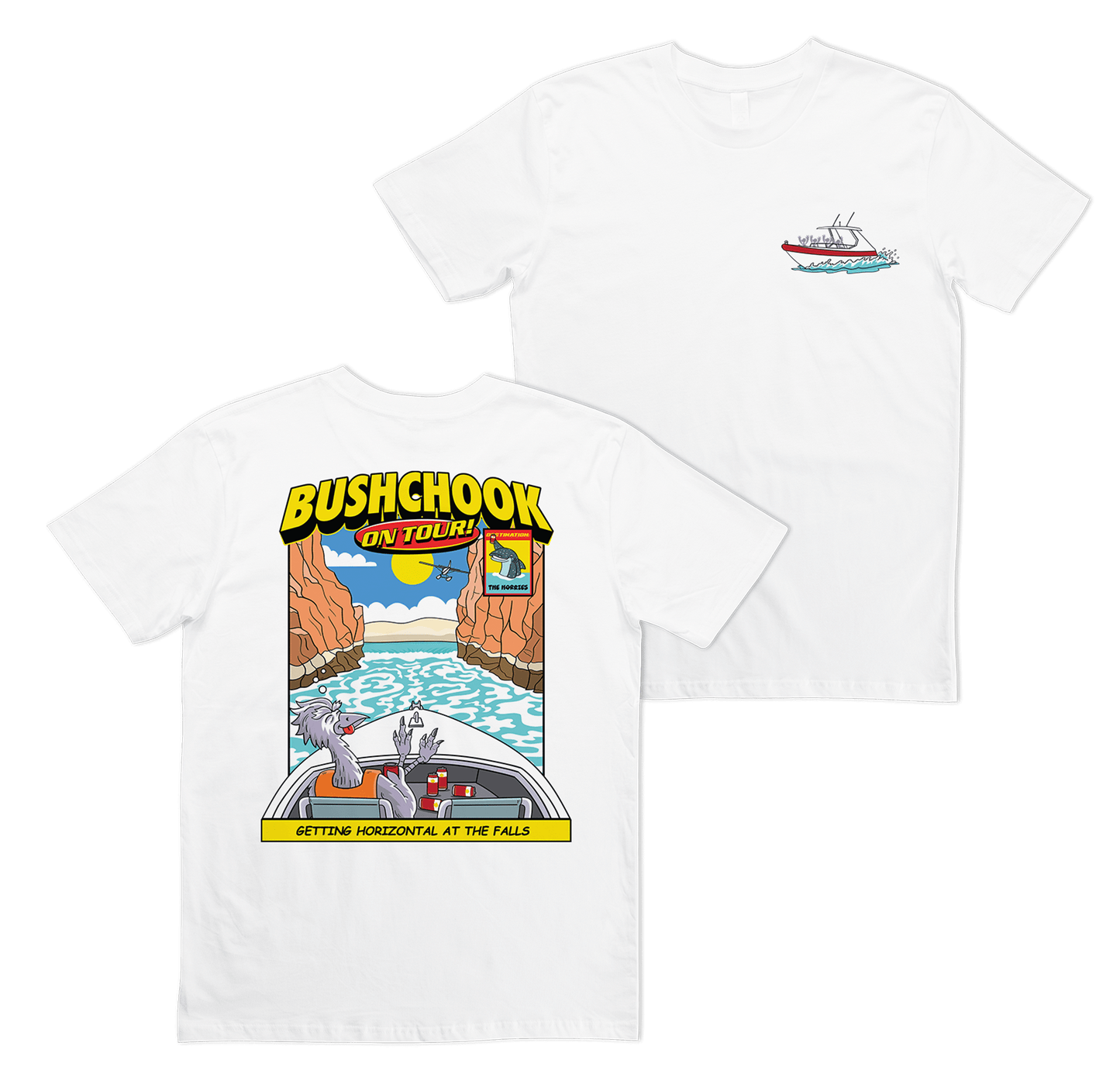Chooks On Tour: Horizontal Falls Tee White