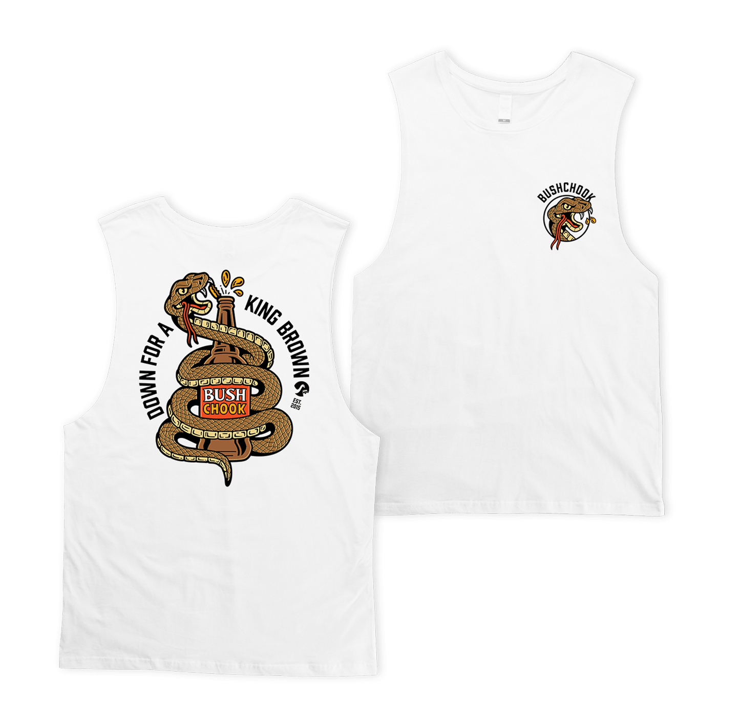 King Brown Muscle Tee White