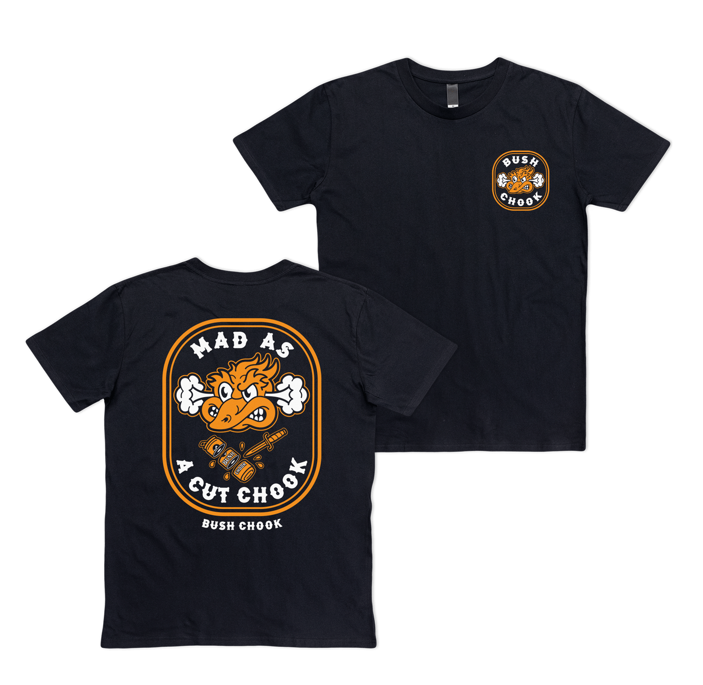 Mad As A Cut Chook Tee Black