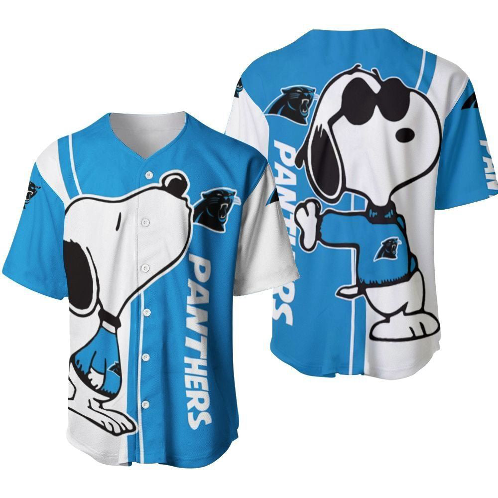 Carolina Panthers Snoopy Lover Printed Baseball Jersey - Gift for Women Men - Bafud