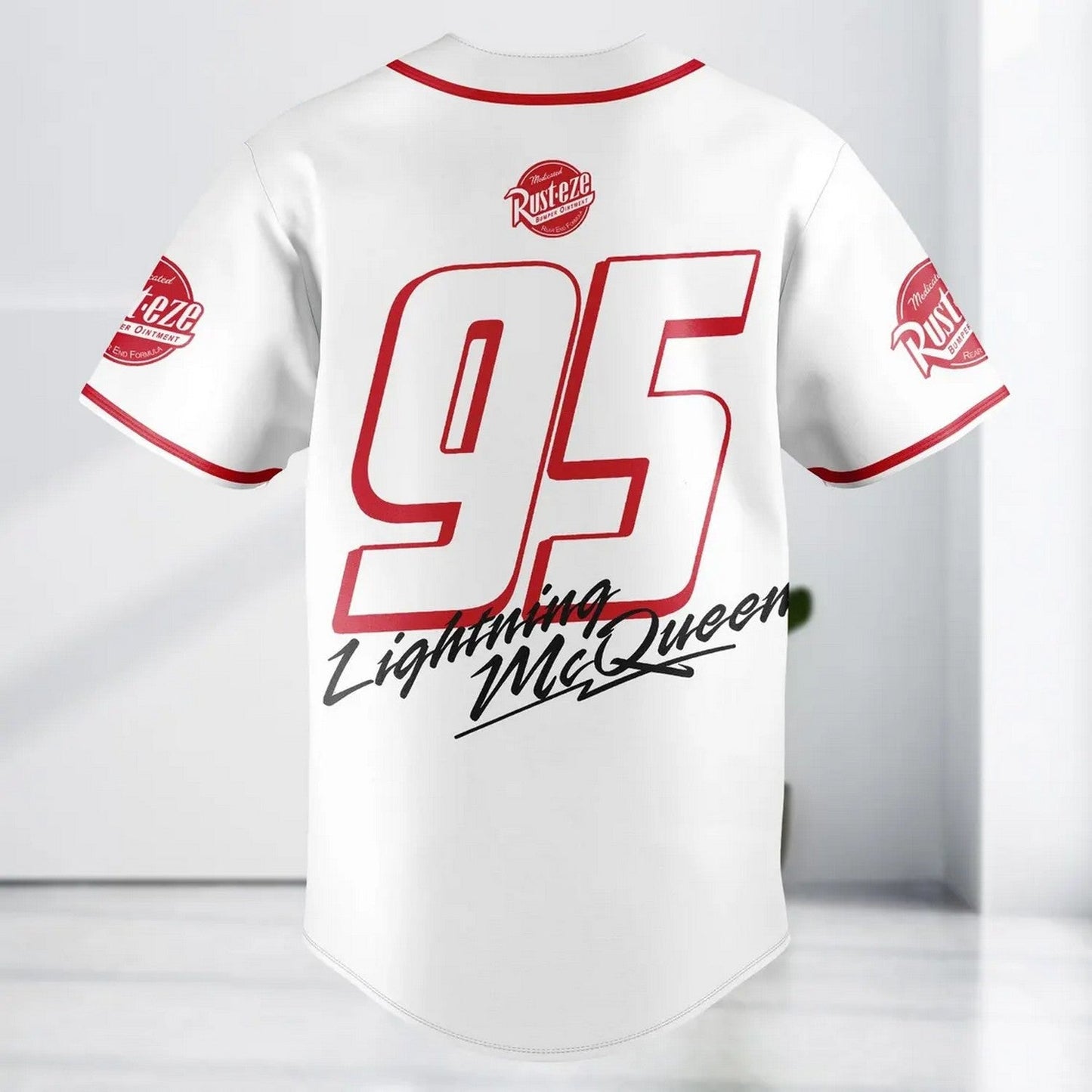 Cars 95 Racing Lightning Mcqueen White Baseball Jersey