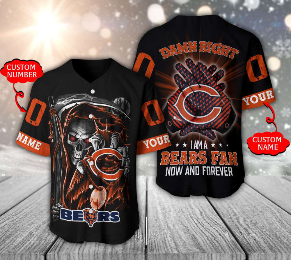 Chicago Bears Baseball Jersey Personalized Skull Damn Right Gift For Men Women - lylyprint.com
