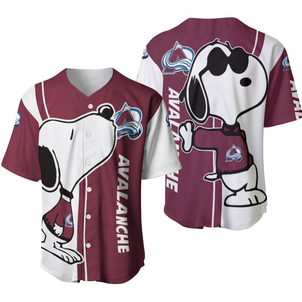 Colorado Avalanche Snoopy Lover Printed Baseball Jersey Gifts for Fans - lylyprint.com