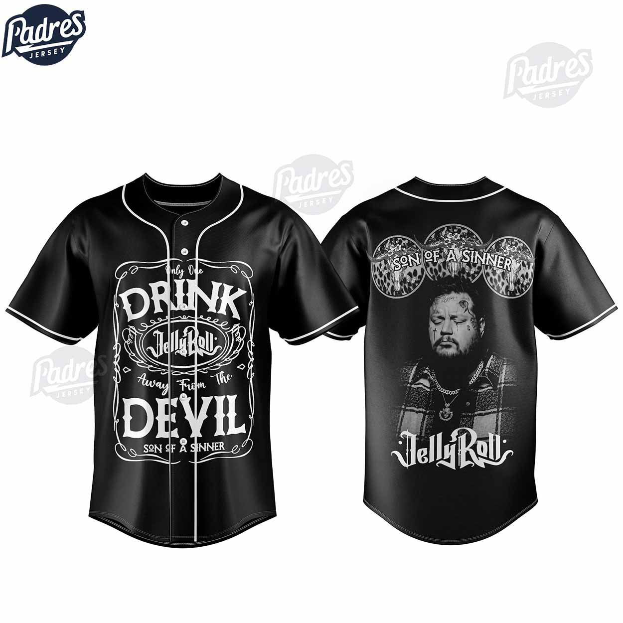 Custom Jelly Roll Son Of A Sinner Black Baseball Jersey Style - Padres Jersey Oasis: Elevate Your Baseball Style Game