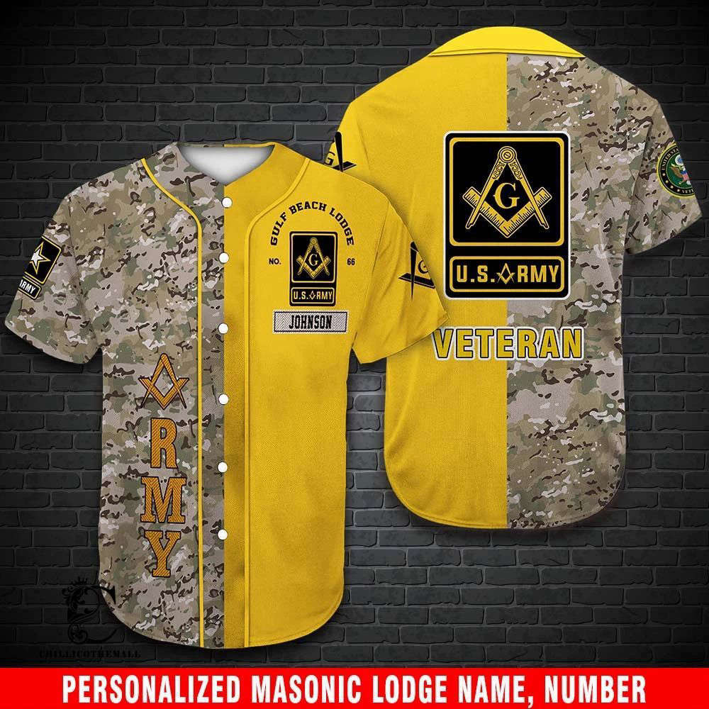 Custom Army Vet Freemasonry Baseball Jersey: Personalized and Patriotic - Aopprinter
