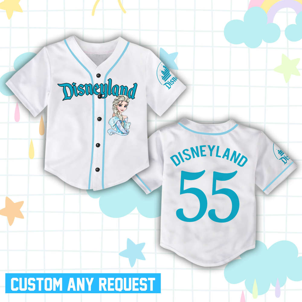 Custom Ddisney Princess Elsa Game Day Baseball Jersey Ddisney Frozen Elsa Baseball Outfit For Baseball Fan Player Baseball Girl Women Lover - Aopprinter