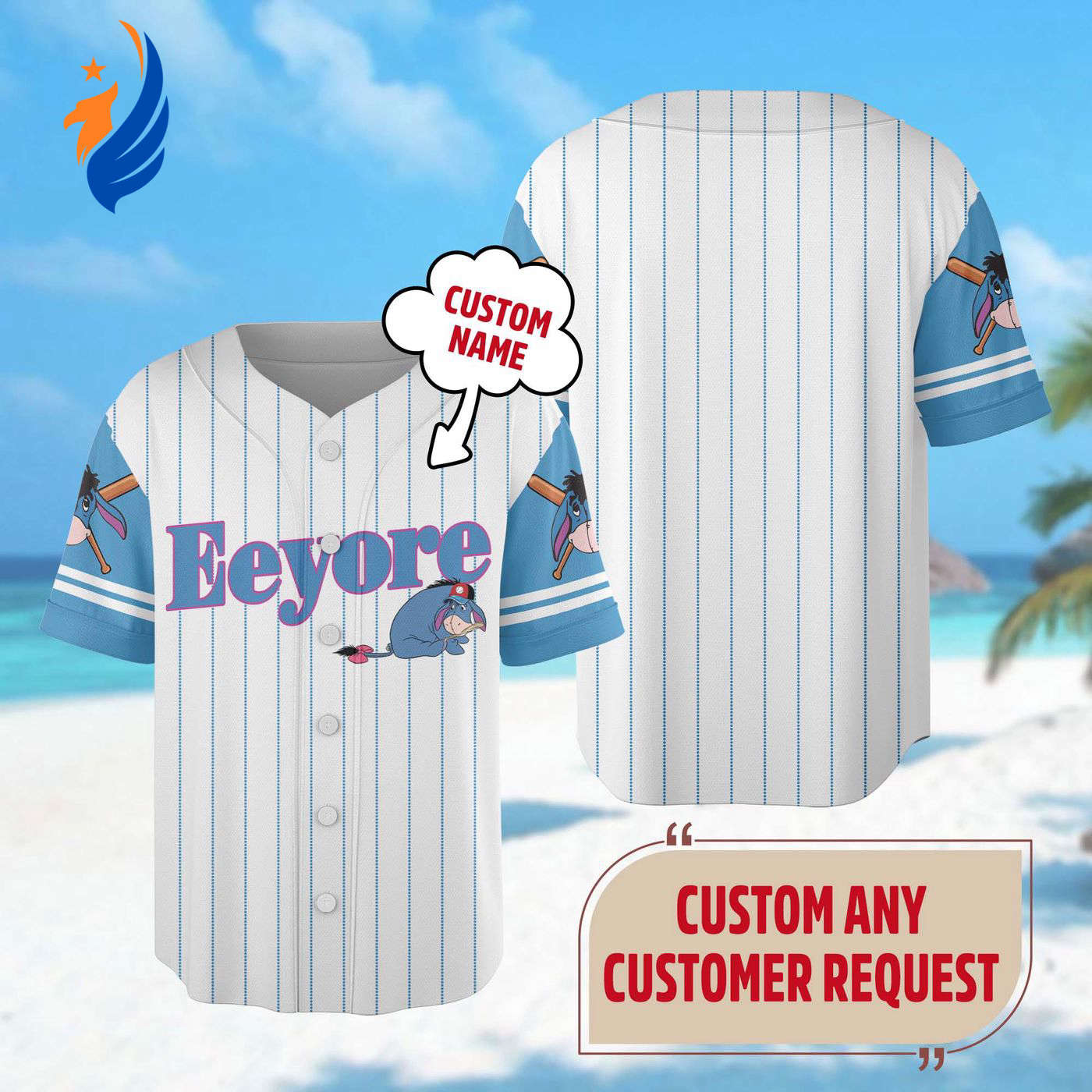 Custom Eeyore Baseball Jersey - Perfect Winnie The Pooh Basketball Outfit for Baseball Lovers & Magic Kingdom Trip - Great Eeyore Kid Gift! - Bafud