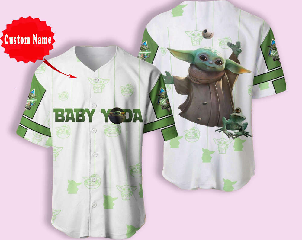 Custom Green Baby Yoda Baseball Jersey: Adorable Cartoon Design - Aopprinter