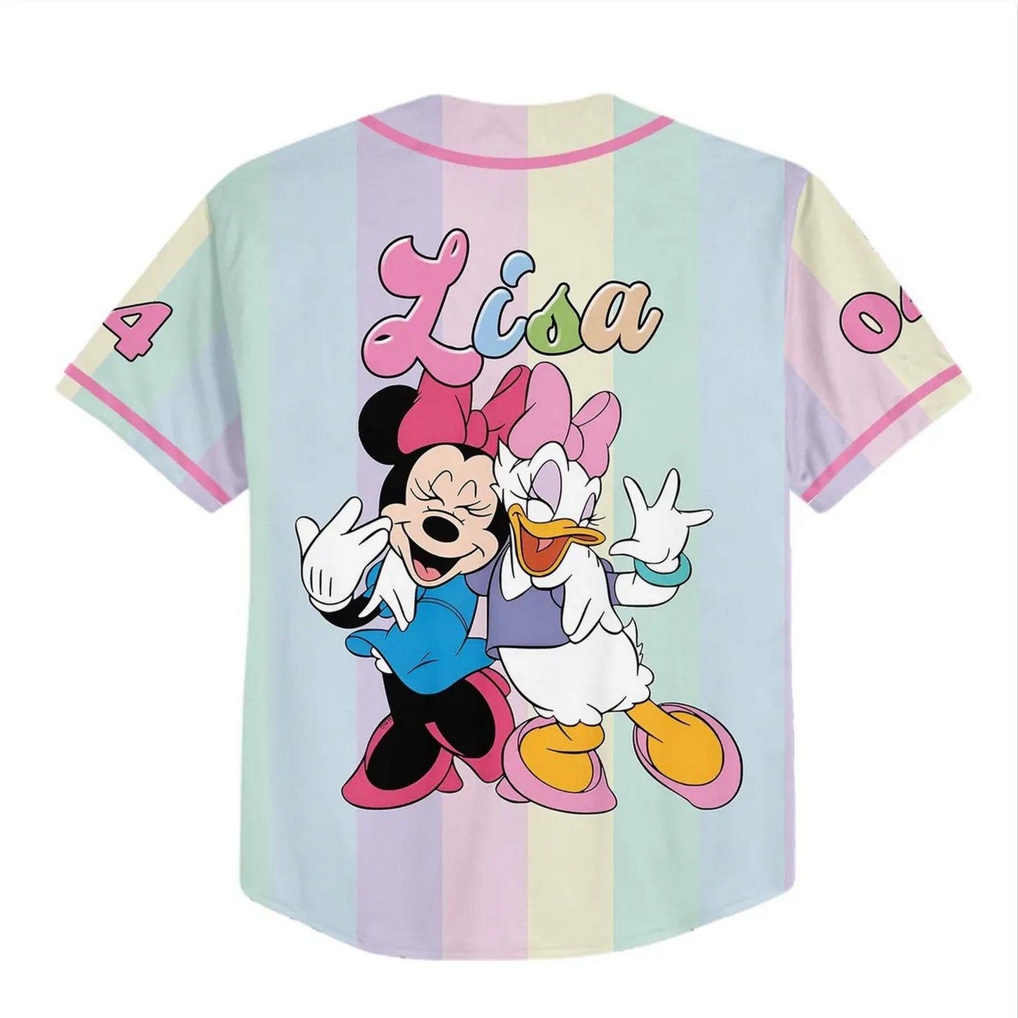 Custom Name And Number Minnie And Daisy Bestie Pastel Baseball Jersey