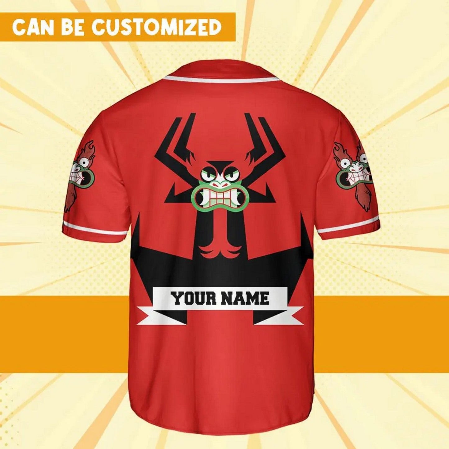 Custom Name And Number Samurai Jack Aku Red Baseball Jersey