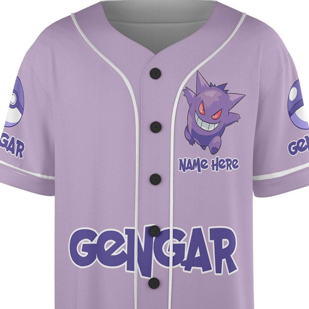 Custom Name Gengar Unisex Baseball Jersey - lylyprint.com