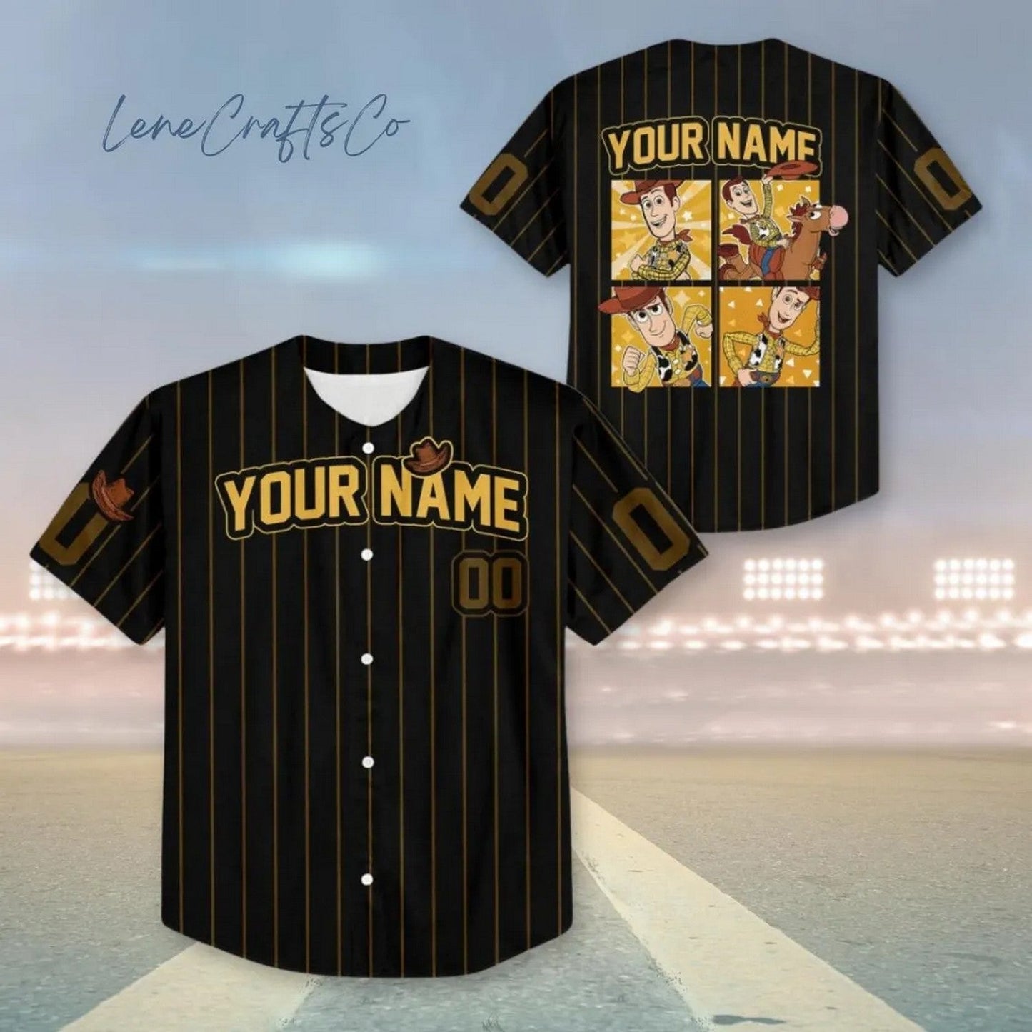 Custom Name Toy Story Woody Black Baseball Jersey