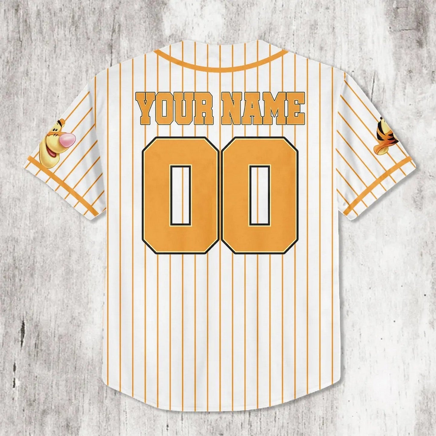 Custom Name Winnie The Pooh Tigger Striped White Baseball Jersey