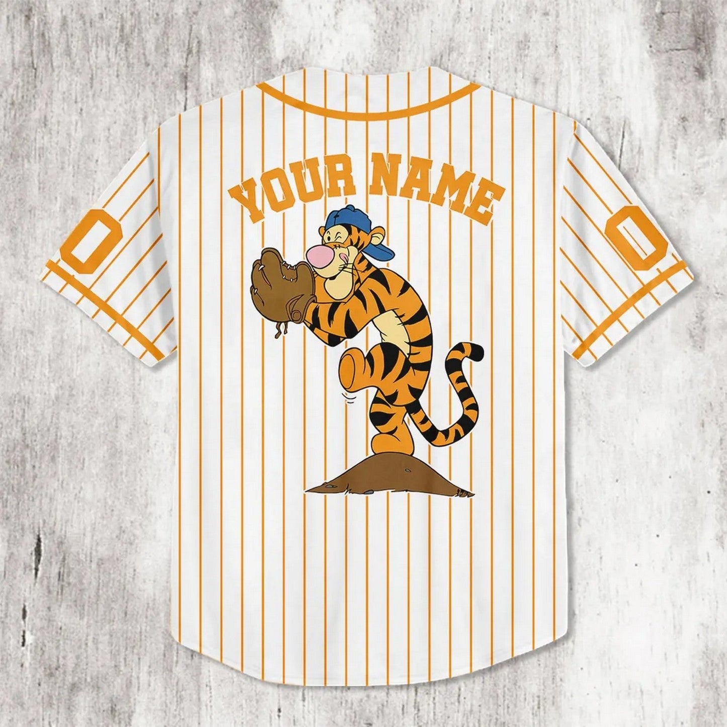 Custom Name Winnie The Pooh Tigger White Baseball Jersey