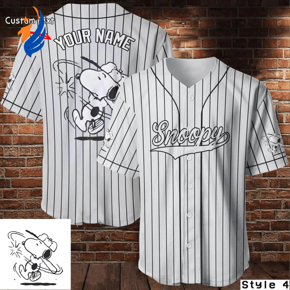Custom Names cute Charlie Brown and Snoopy white Gift for lover Baseball Jersey - Gift for Women Men - Bafud