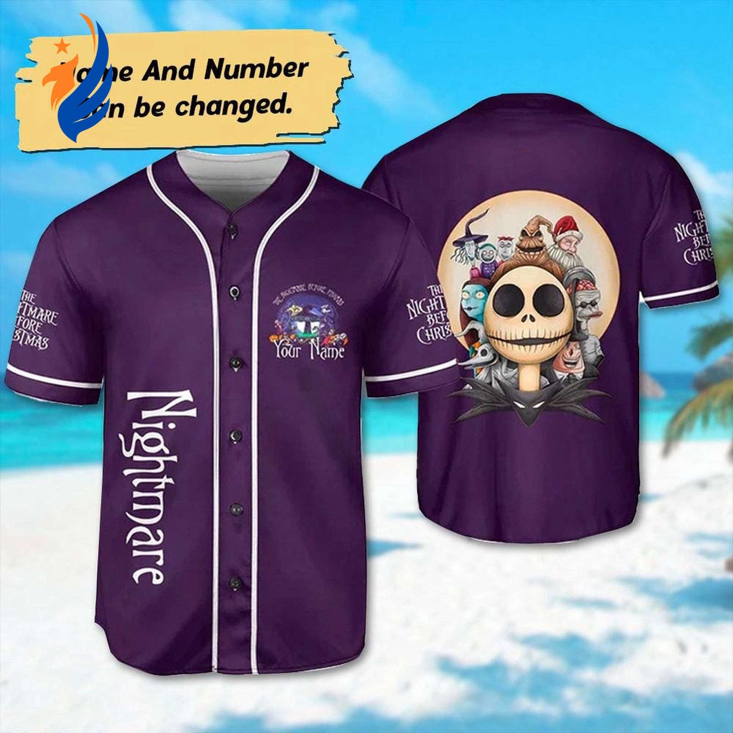 Nightmare Before Christmas Purple Baseball Jersey - Jack Skellington Halloween Shirt - Bafud