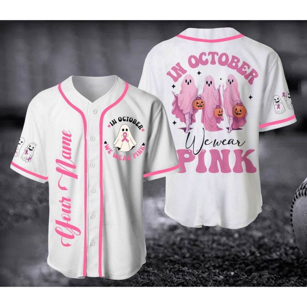 Custom Pink Baseball Jersey: Cancer Support Shirt for Halloween & Christmas - Aopprinter
