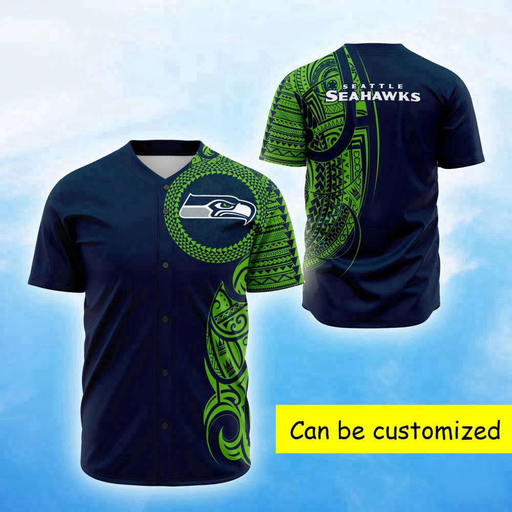 Custom Seahawks Polynesian Baseball Jersey - Personalized Design - Aopprinter