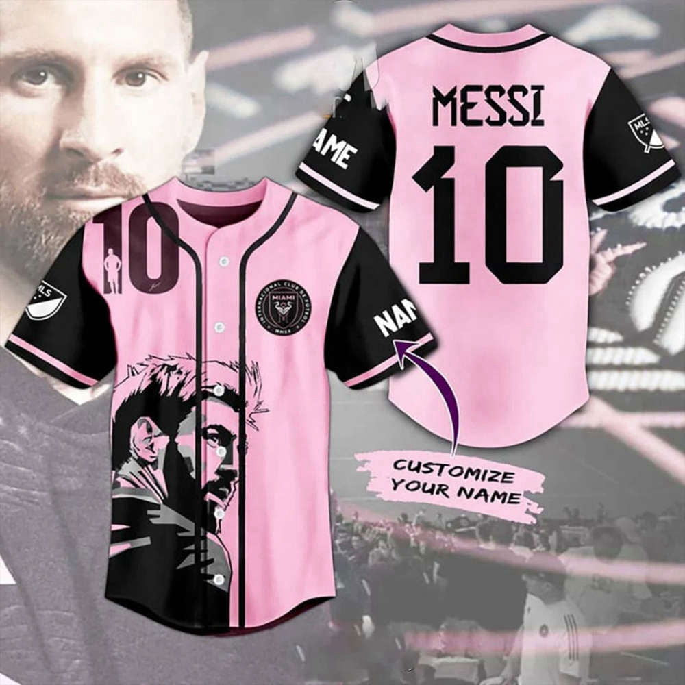 Customized Lionel Messi Baseball Jersey Miami FC 2023 International Major League Shirt Gift for Fan - Aopprinter