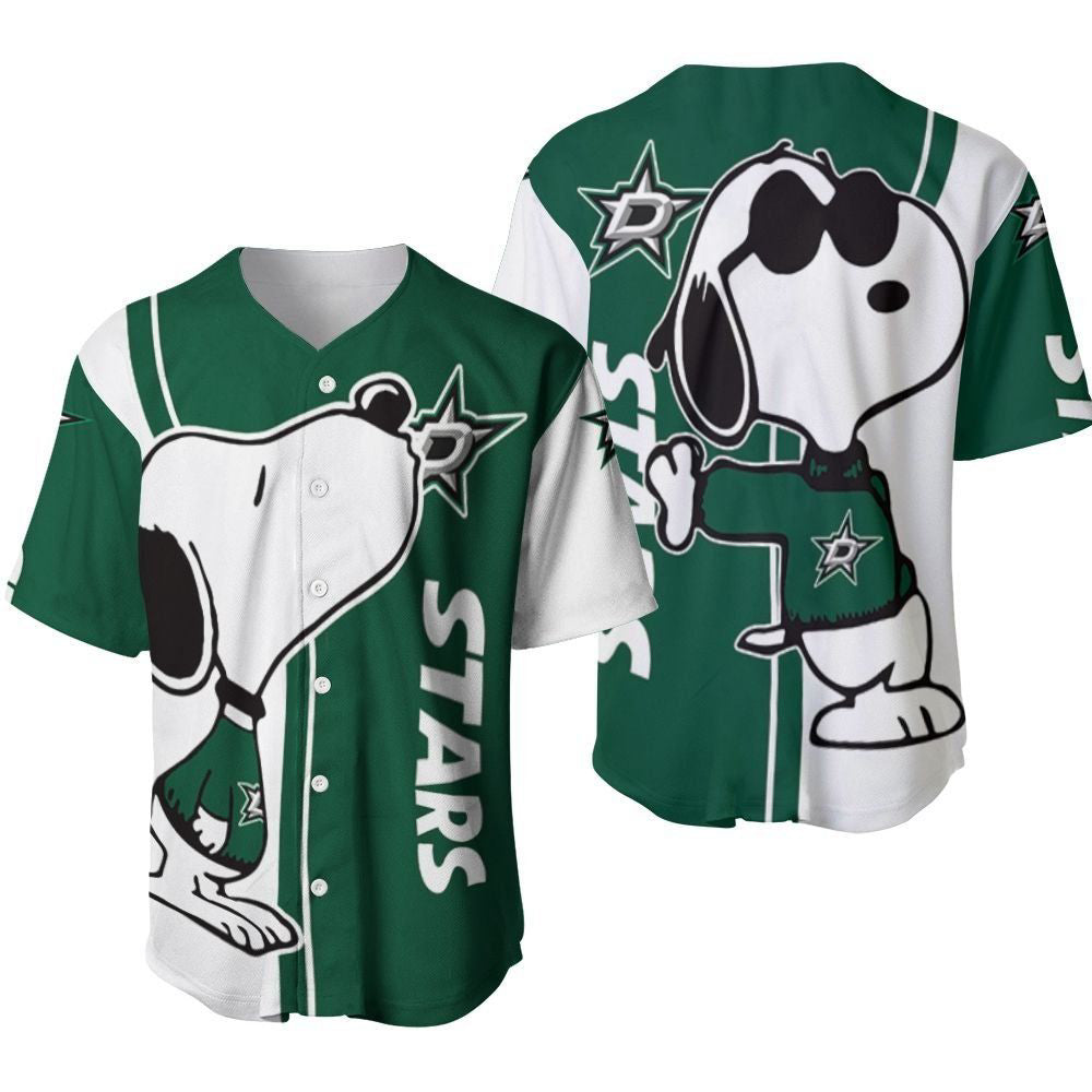 Dallas Stars Snoopy Lover Printed Baseball Jersey - Gift for Men Women- Gift for Women Men - Bafud