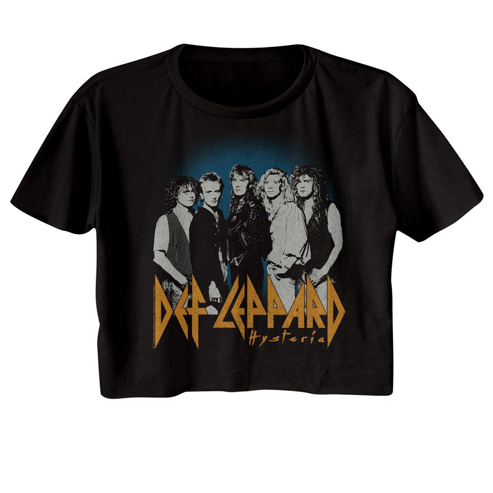 Def Leppard - Blue Fade Background Womens Crop Tee