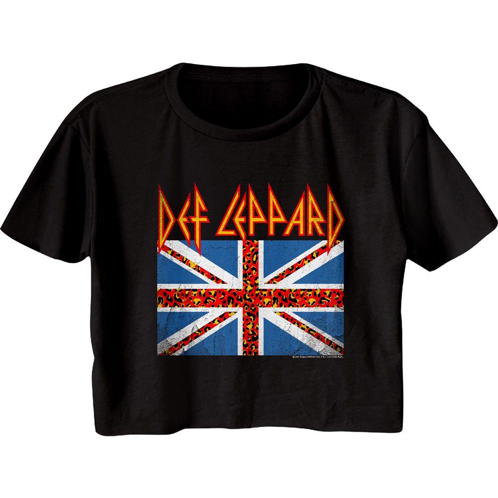 Def Leppard Leopard Flag Womens Crop Tee