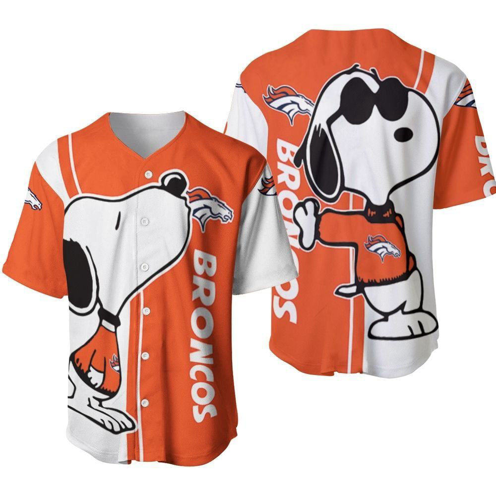 Denver Broncos Snoopy Lover Printed Baseball Jersey Gift for Men Dad - Gift for Women Men - Bafud
