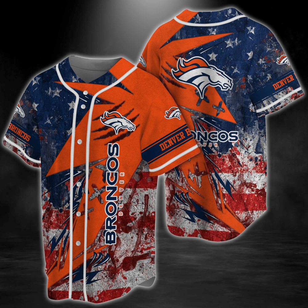 Denver Broncos Stars and Stripes Baseball Jersey Shirt for Patriotic Fans - Aopprinter