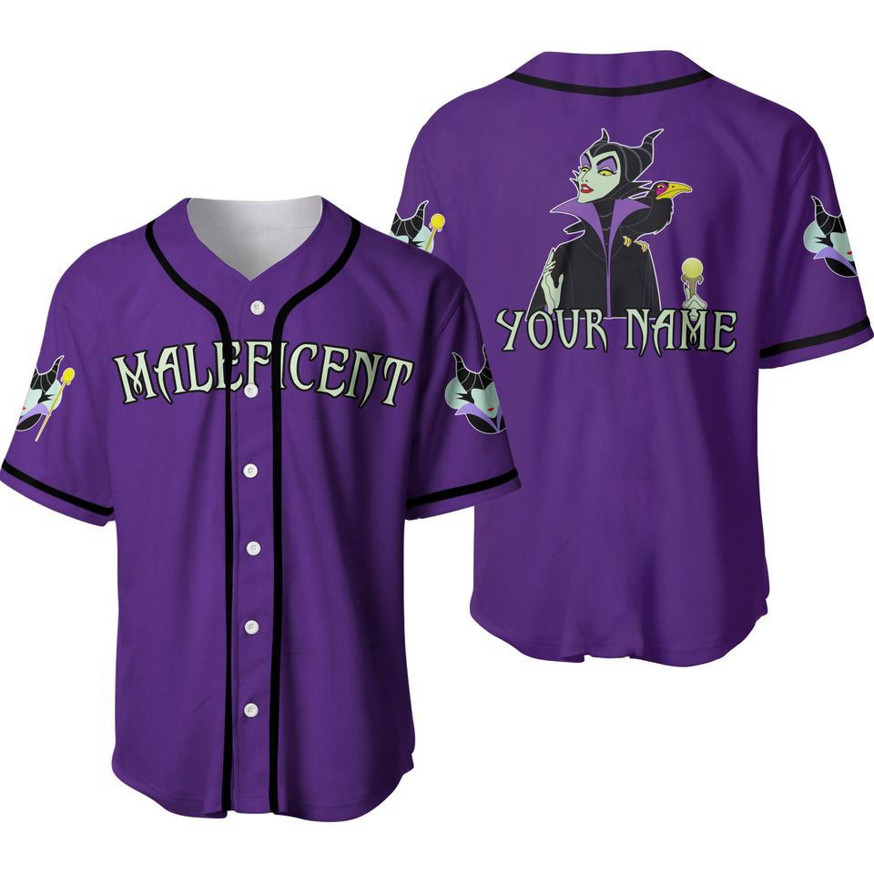 Evil Queen Maleficent Black Purple Halloween Baseball Jersey - lylyprint.com