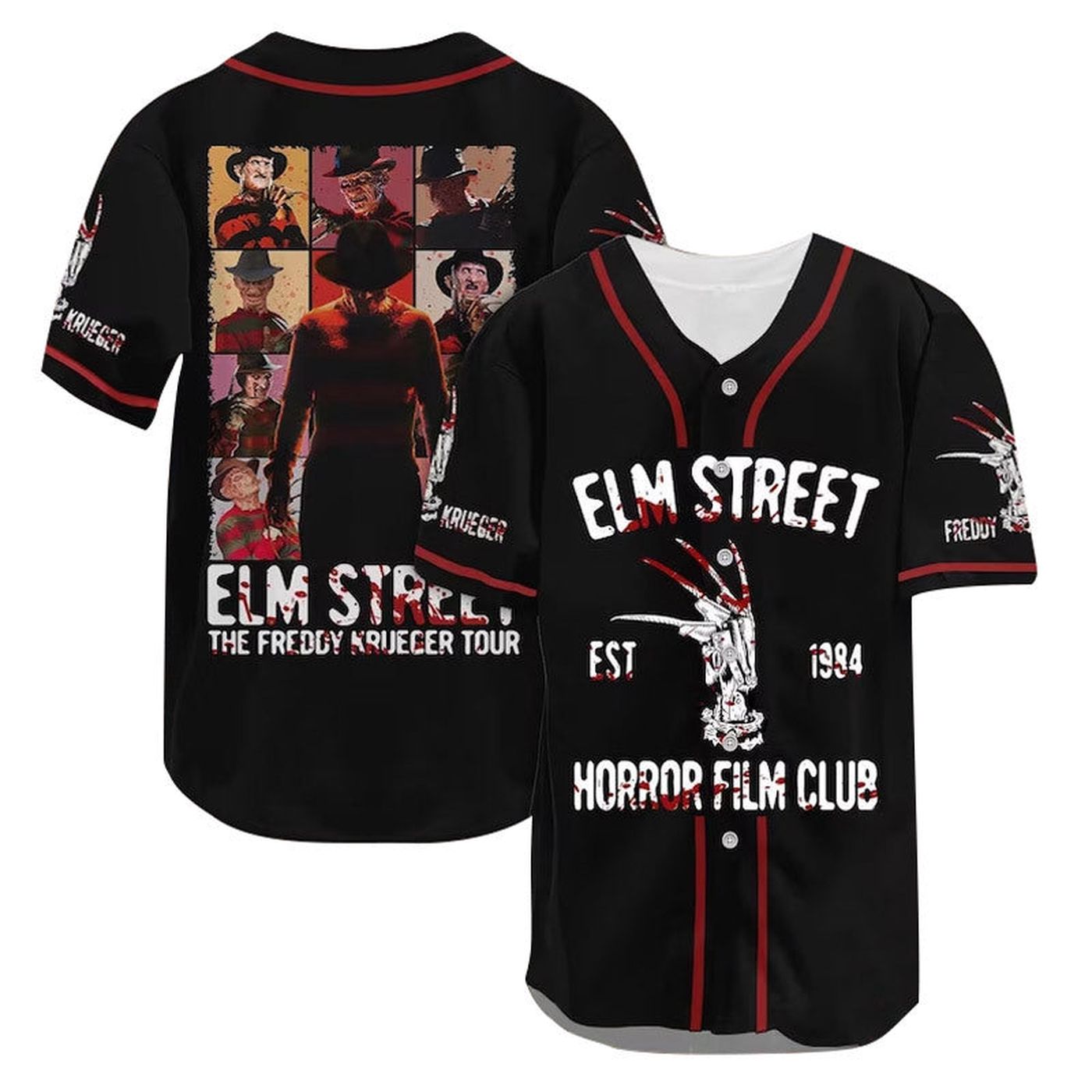 Freddy Krueger Elm Street Horror Film Club Baseball Jersey - Gift for Men Women - Gift for Men Women - lylyprint.com