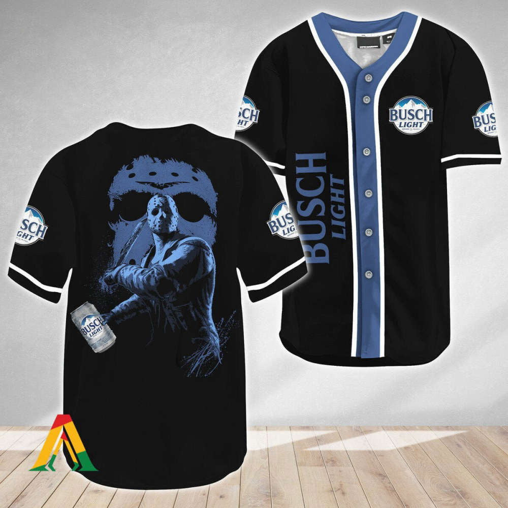 Friday the 13th Busch Light Baseball Jersey: Jason Voorhees Collection - Aopprinter