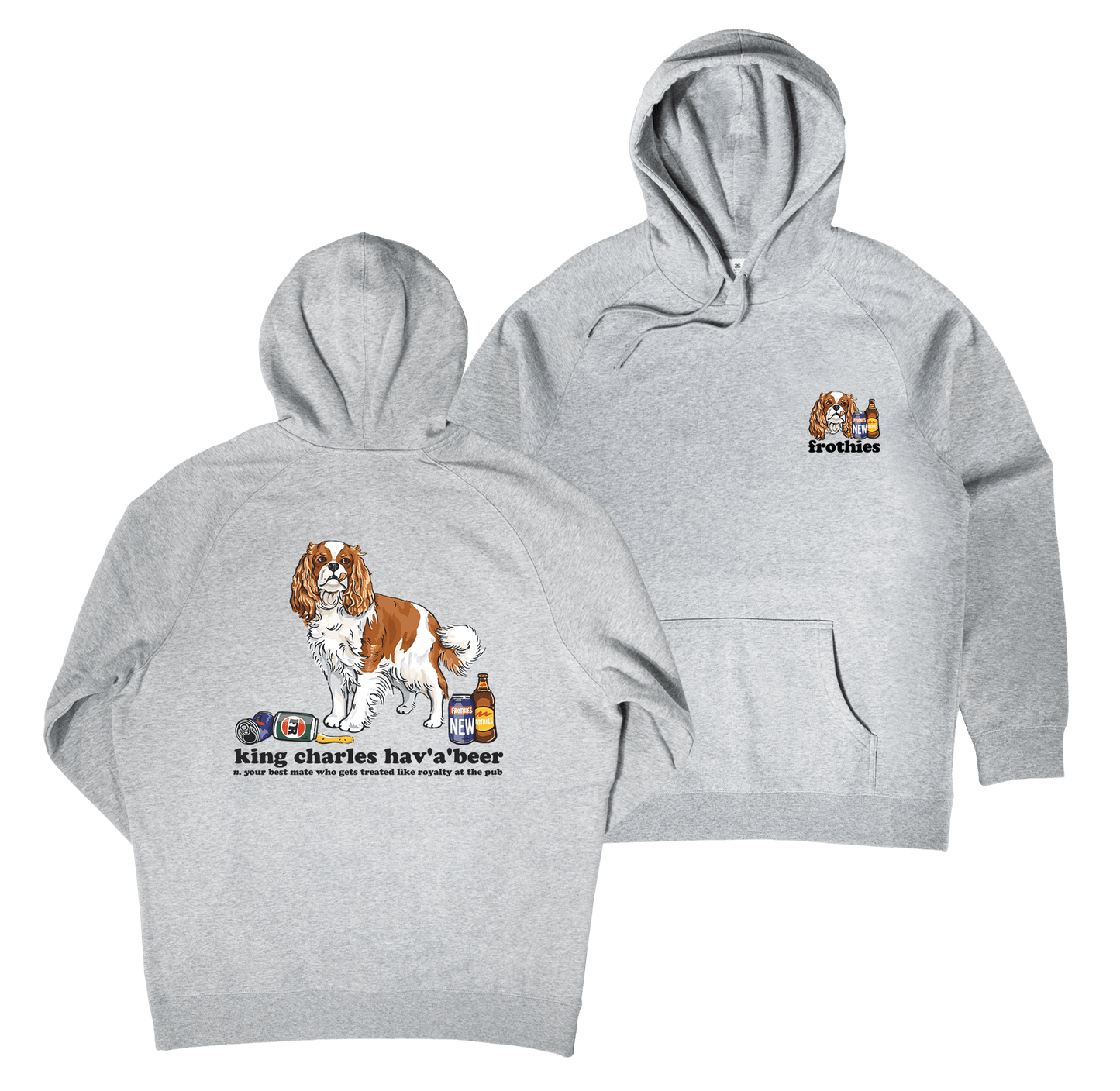 King Charles Hav'a'beer Hoodie Grey