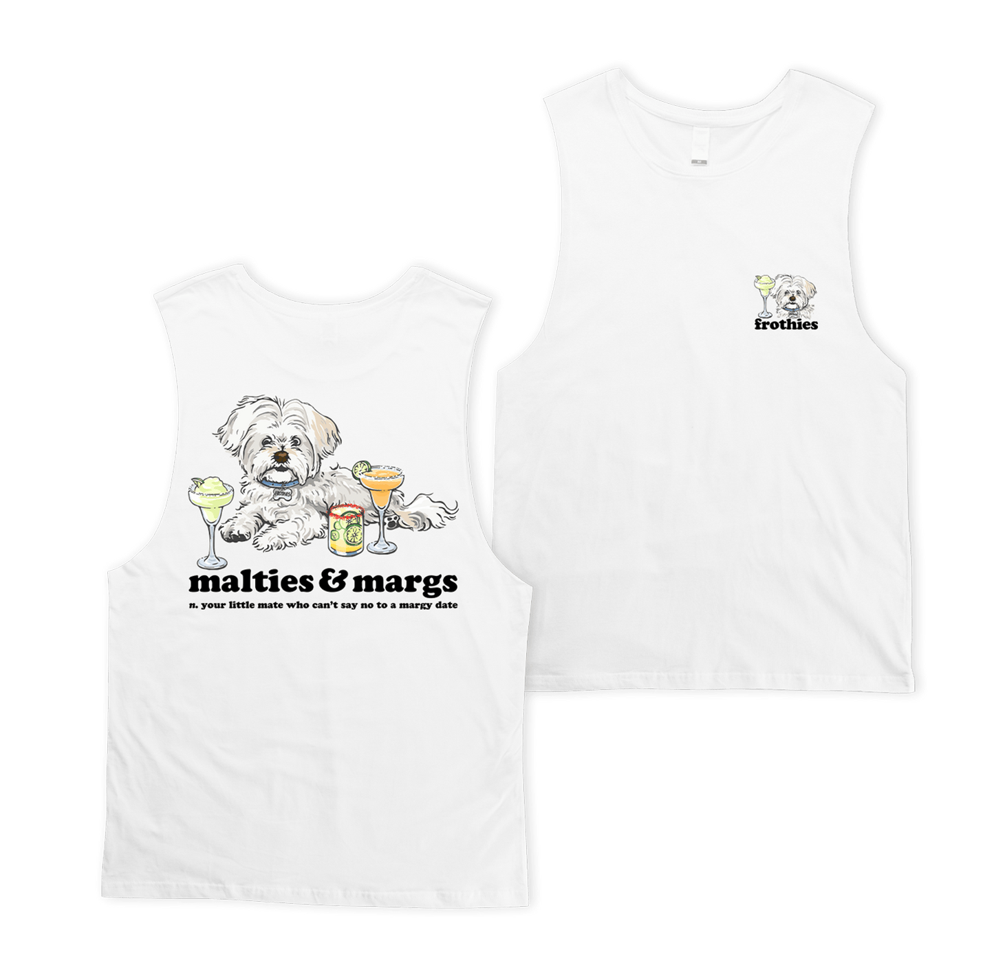 Malties & Margs Muscle Tee White