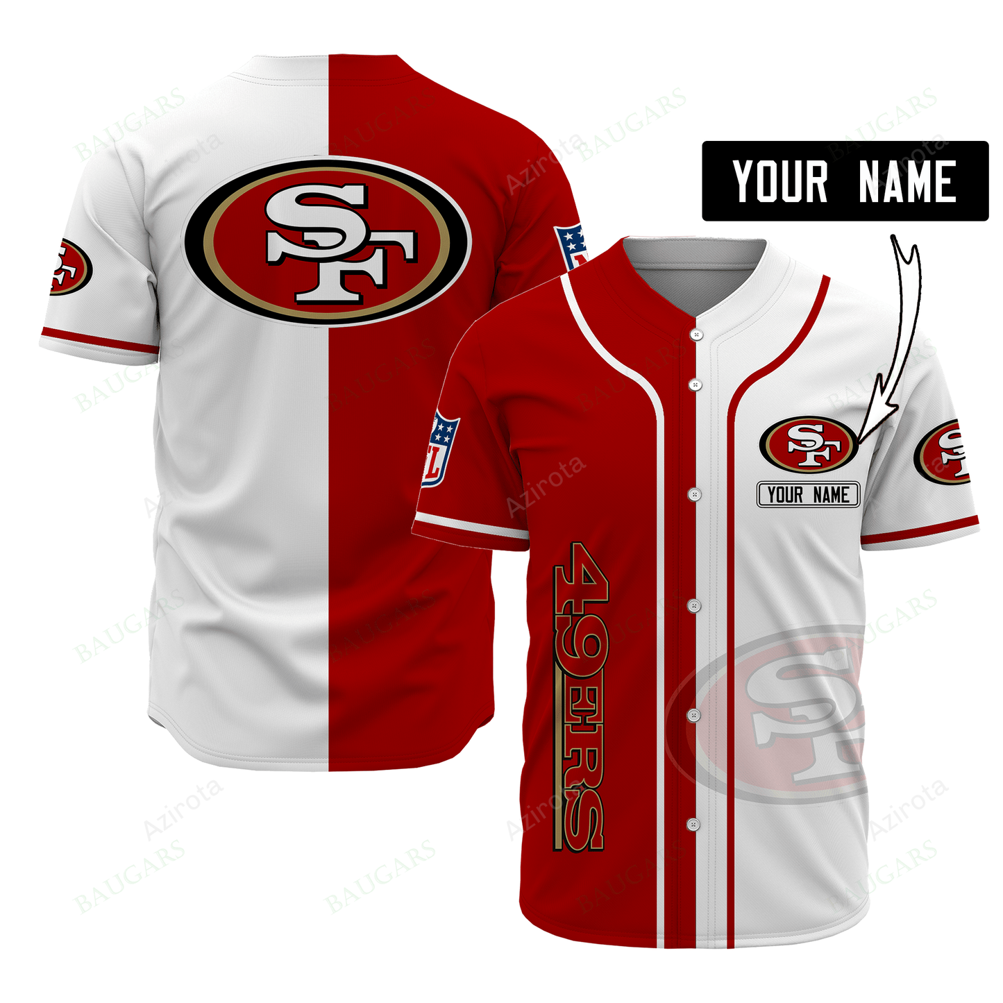 San Francisco 49Ers Personalized Baseball Jersey 500