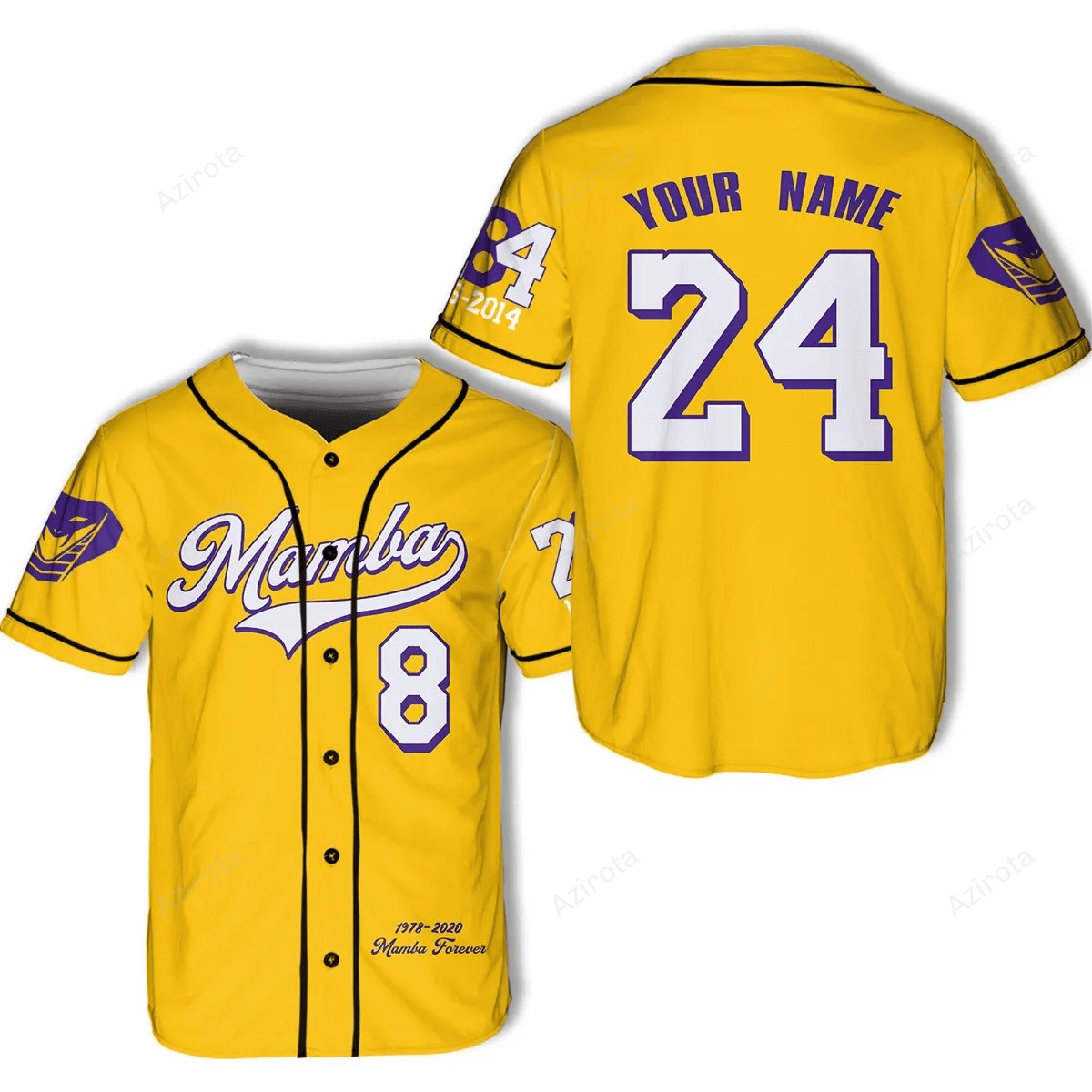 Personalized Yellow Los Angeles Football Team Idea Gift For Fans Black Mamba Snakeskin Pattern Baseball Jersey - Zimustore