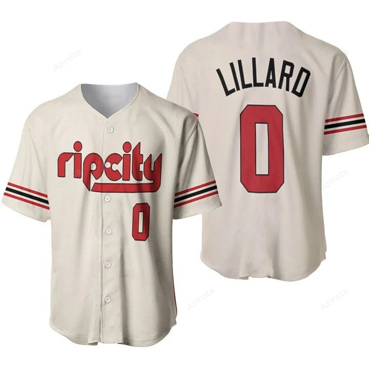 Portland Trail Blazers Damian Lillard 0 2020 Nba White Rip City Jersey Inspired Style Baseball Jerse